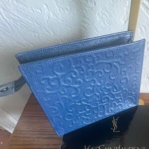 Yves Saint Laurent vintage Blue Embossed Clutch